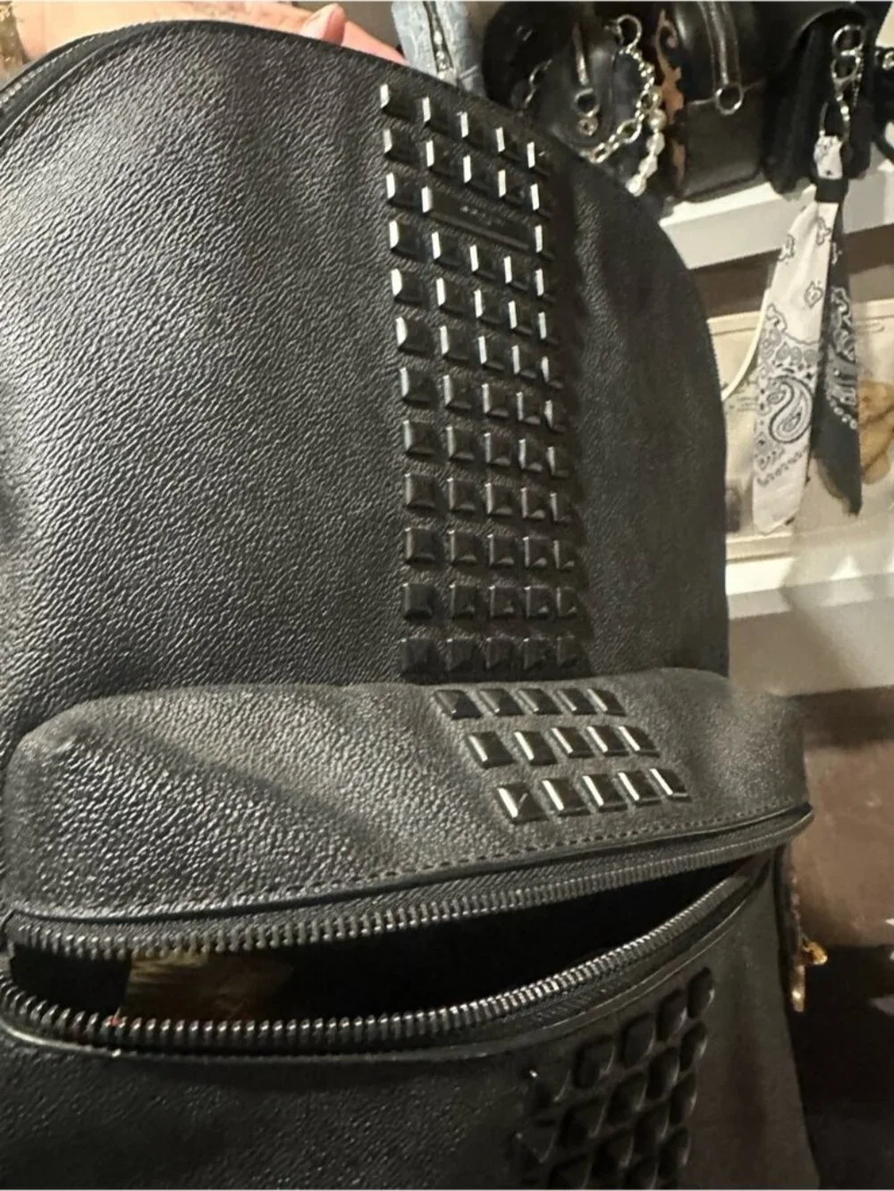 Michael Kors Black Studded Leather Backpack